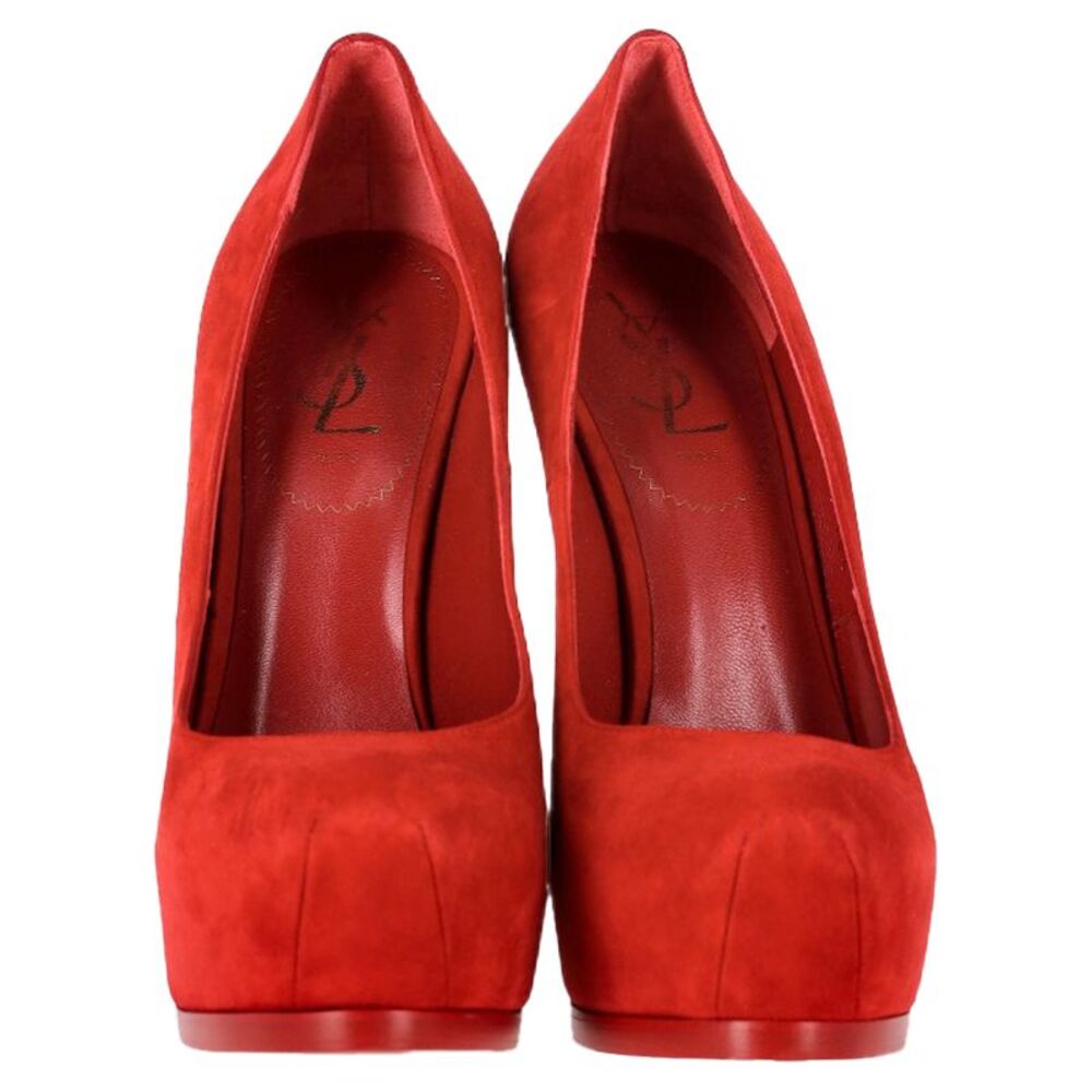 Saint Laurent Tribtoo Pumps in Red Suede - Picture 3 of 9